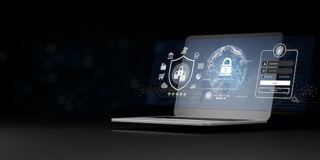 Cyber Security Internet and Networking Concept Criminalità digitale da parte di un hacker anonimo per la protezione dei dati