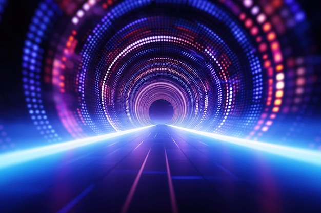 Cyber warp drive punti e linee vividi foco luminoso interno