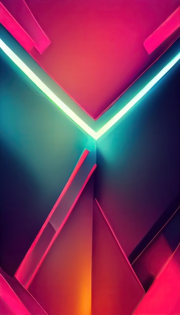 Cyberpunk neon colori scifi astratto minimo geometrico trendy sfondo 3D illustrazione digitale