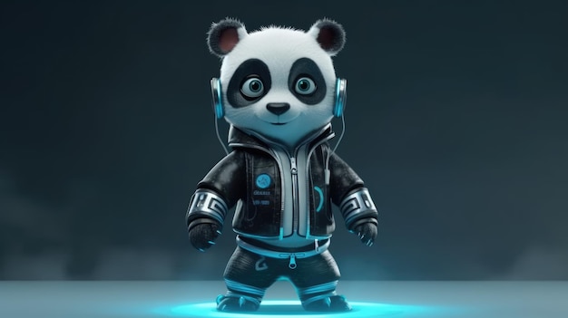 Cyberpunk panda robot panda carino creato con IA generativa