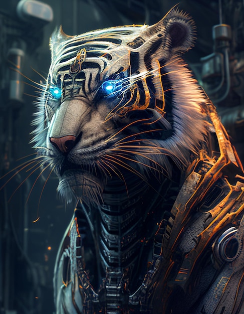 Cyberpunk Tiger realistica AI generata