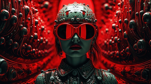 Cyborg donna nello stile di Cyberpunk del futuro