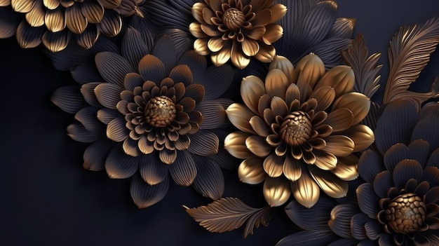 D piante astratte fiori il grano d'oro a mano libera piante d'arte moderna fiori carta da parati