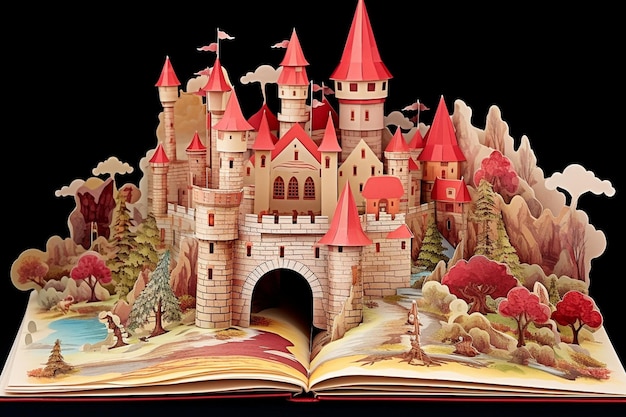 D pop up book con tema di favola del castello