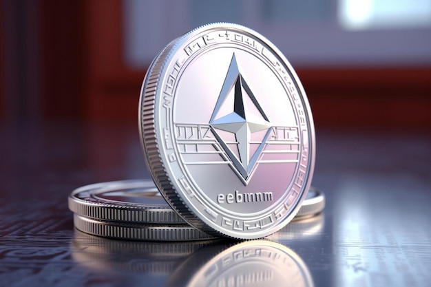 D render realistico token ethereum moneta criptovaluta