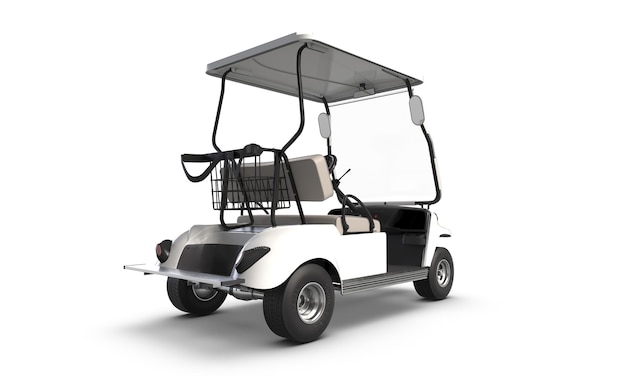 D rendering del carrello da golf isolato su sfondo bianco