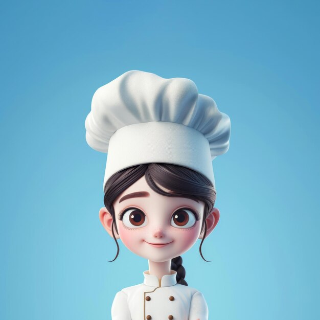 D stile caricatura carino carino di una donna chef professionista operaio