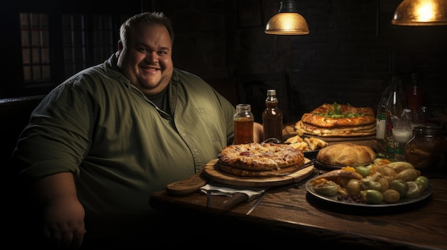 Da soli con il nemico Obesità rappresentata attraverso una simbolica singola fetta di pizza IA generativa