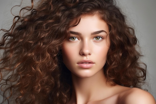 da vicino Donna con capelli ricci naturali secchi, crespi e assetati