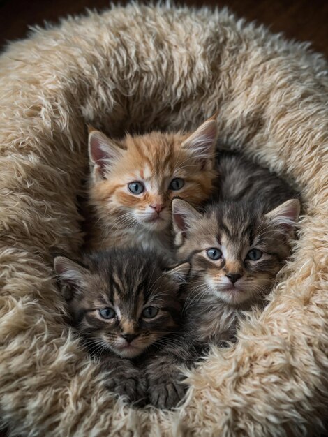 Da vicino gli adorabili gattini all'interno