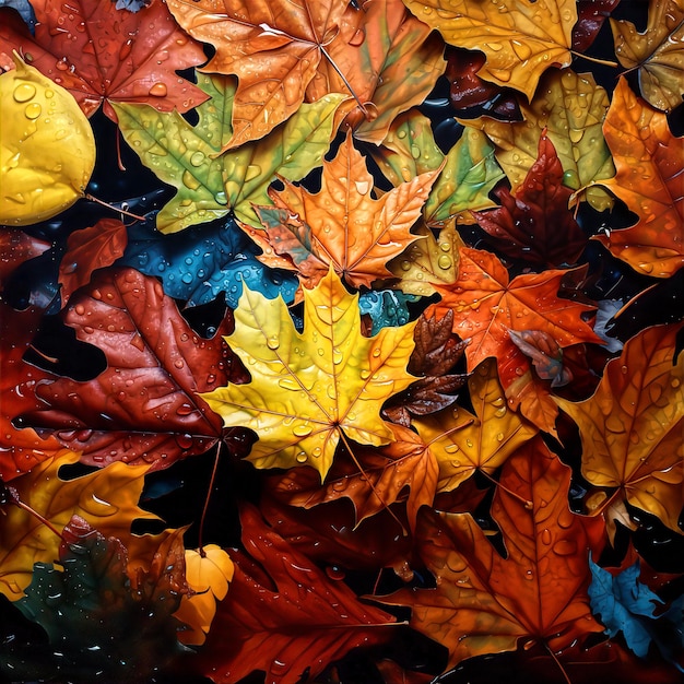 Da vicino la colorata stagione del raccolto le foglie d'autunno sullo sfondo