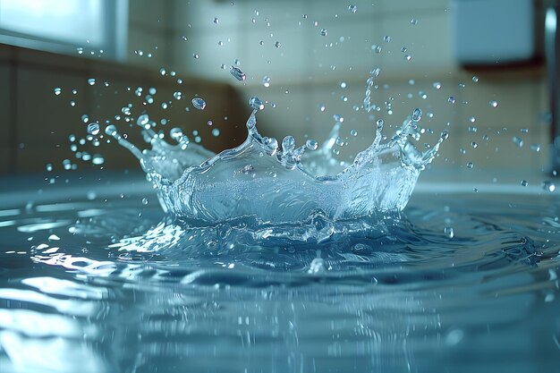 Da vicino lo spruzzo d'acqua in un lavandino