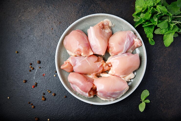 Daging ayam tanpa tulang paha mentah pulp unggas hidangan segar ruang kosong makanan