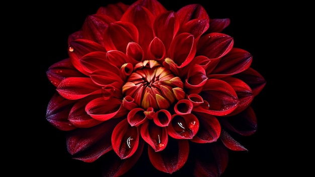 Dalia rossa Fiore sullo sfondo nero isolato con tracciato di ritaglio Per la progettazione Primo piano Natura