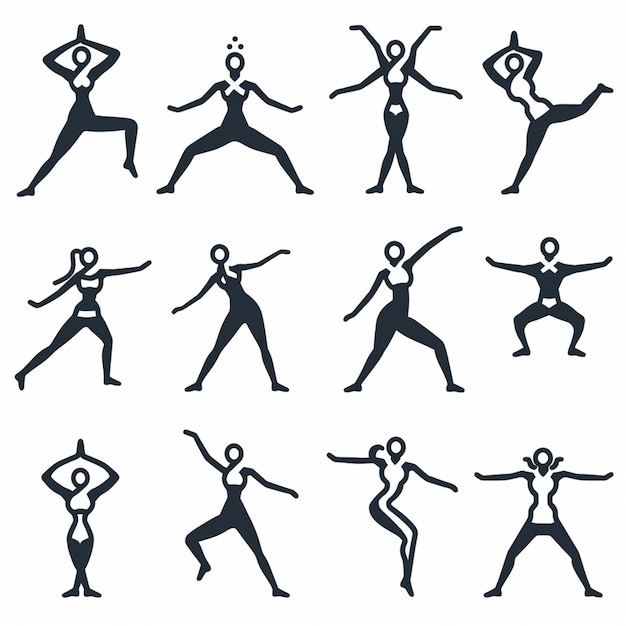 DanceFit Icons Grafica vibrante per applicazioni di aerobica e danza coinvolgenti