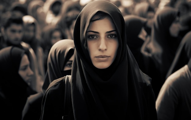 Dare potere alla donna araba che protesta al raduno sociale IA generativa