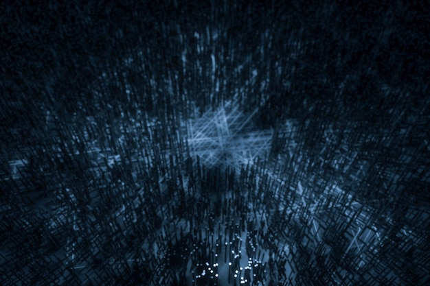 dark technological lines background with cubes and lines 3d rendering