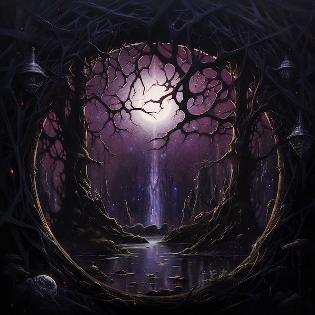 Dark World Tree e Scopri un accattivante capolavoro Venture Book Cover Wall Art POD Epic Beauty