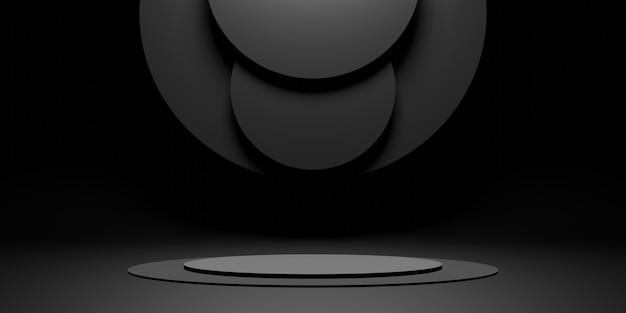 Dark ZEN Concept Stage Pallet semplice cerchio base moderna astratta sfondo 3d illustrazione