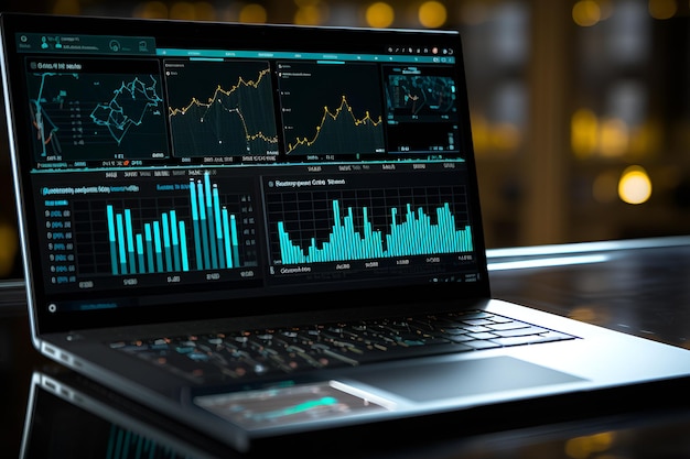 dashboard del computer per l'analisi aziendale dei dati e del sistema di gestione dei dati