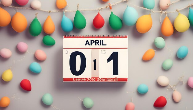 Data 1 aprile concetto creativo per il giorno dei bufoni Decorazione festiva calendario del giorno dei buffoni