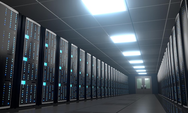 data center with many computer racks