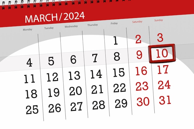 Data di scadenza del calendario 2024 giorno mese pagina organizzatore data marzo domenica numero 10