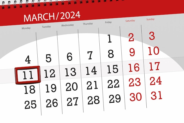 Data di scadenza del calendario 2024 giorno mese pagina organizzatore data marzo lunedì numero 11