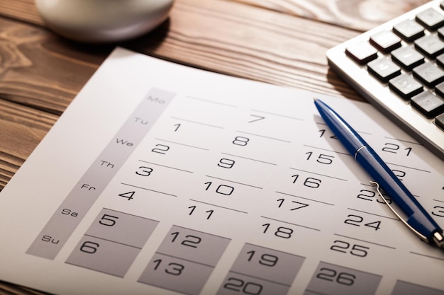 Data di scadenza dell'imposta segnata sul calendario