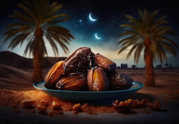 date in cima al tavolo Design pubblicitario Ramadan