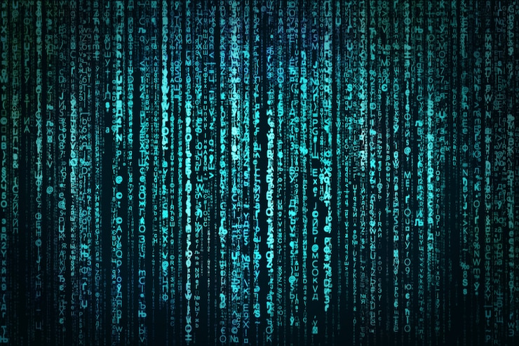 Foto dati astratti, digitali, matrice blu