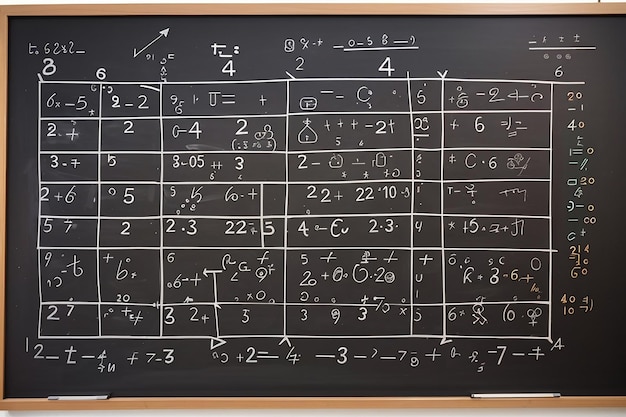 davanti a una lavagna piena di equazioni per un prodotto educativo