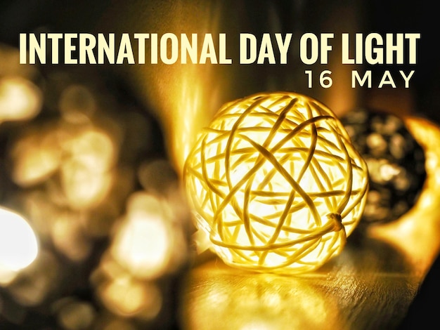 Day of Light 16 May poster con ghirlande di luci e testo
