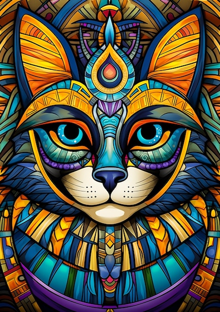 Dea Royal Cat in completo di accessori mandala modello colorato