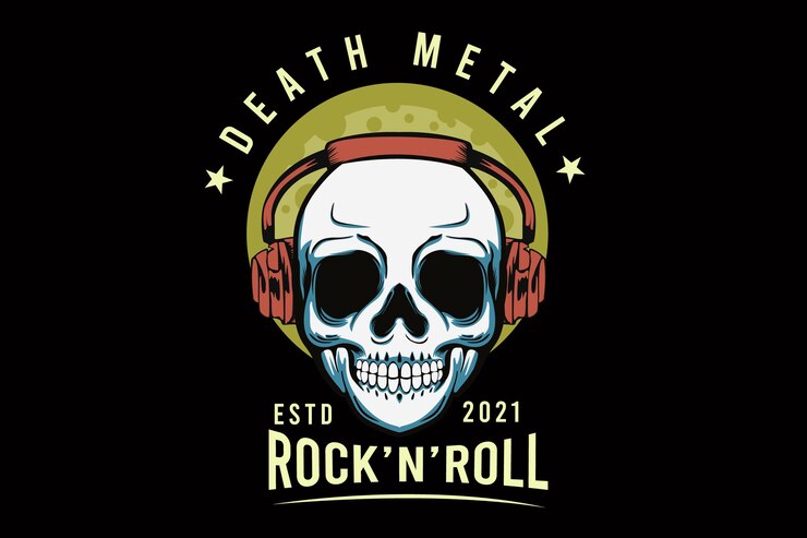 Photo death metal with skull illustration design