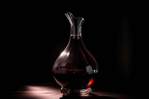 Decanter con illuminazione drammatica che crea un'atmosfera cupa