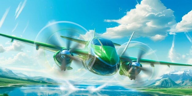 decollo di aerei alimentati a idrogeno che evidenziano le possibilità dell'intelligenza artificiale generativa dell'aviazione verde