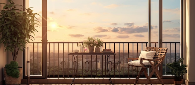 Decorare il balcone di un appartamento residenziale e la sua vista