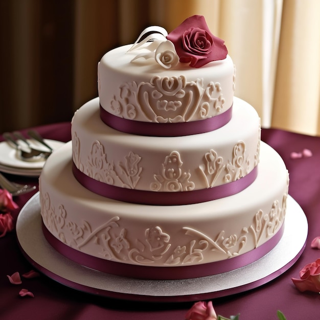 Decorata deliziosa torta di nozze
