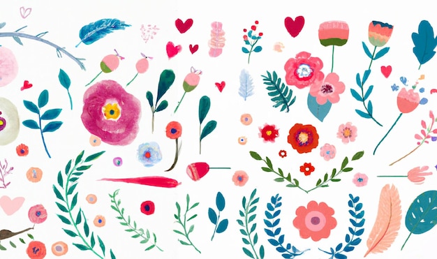 Decorative floral set, beautiful design