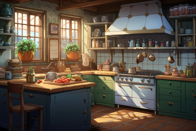 Decorazione cucina anime gioco di romanzo visivo Home wooden Generate Ai