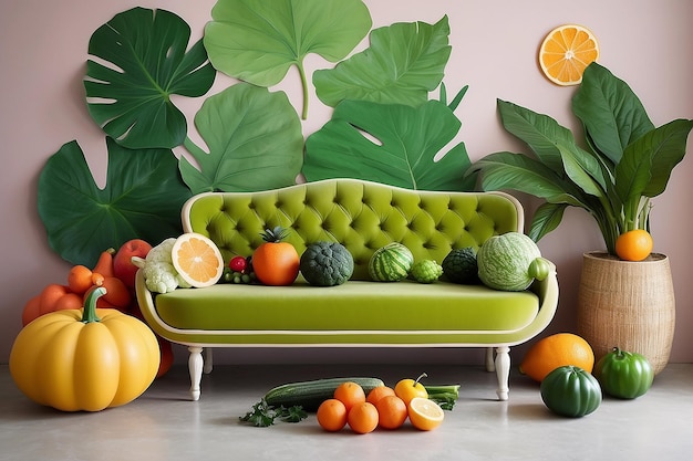 Decorazione d'interno e mobili ispirati a frutta e verdura