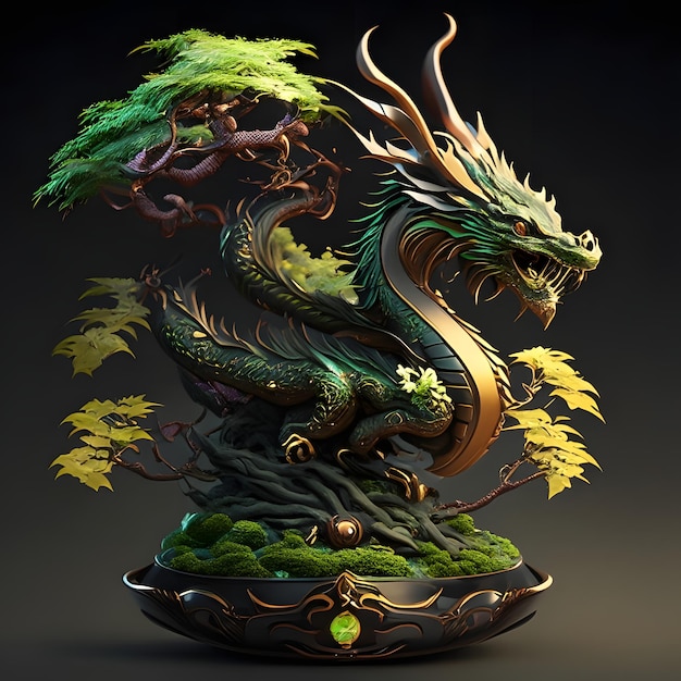 decorazione del drago bonsai