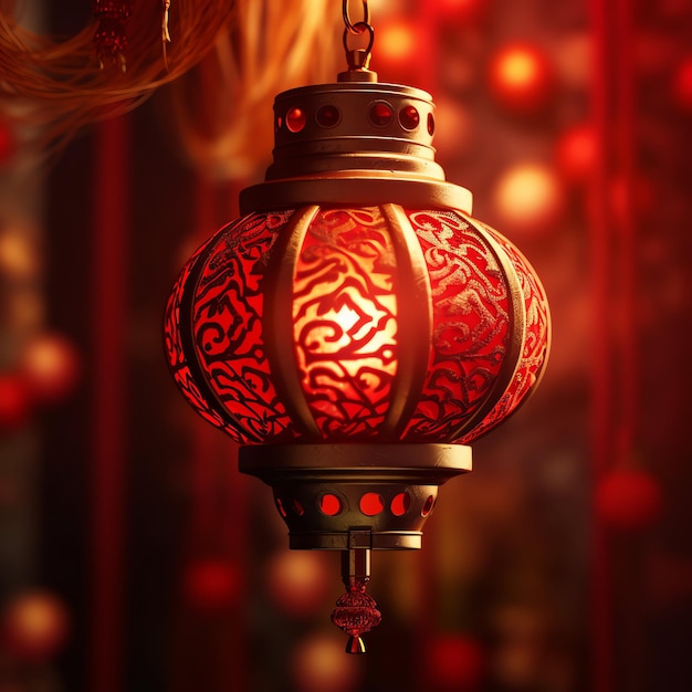 Decorazione del nuovo anno cinese con lanterne tradizionali o fiori di sakura concetto di nuovo anno lunare