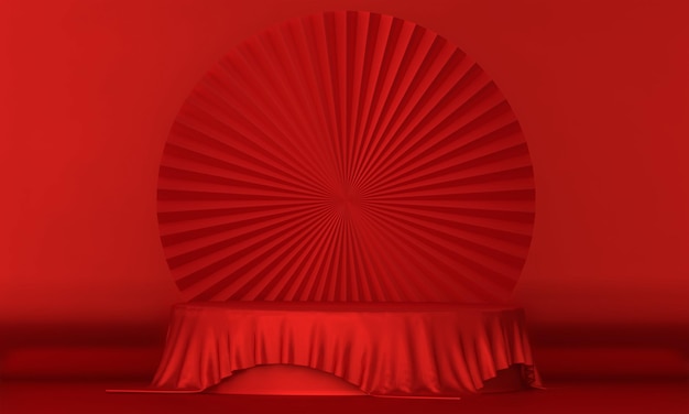 Decorazione del podio del palco rosso adatta per il rendering di prodotti 3D