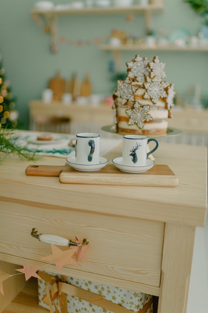 Decorazione della cucina di Natale Cena festiva interna di Capodanno