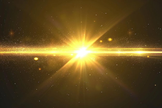 decorazione della lente luminosa flash energia di colore giallo brillante nello spazio buio