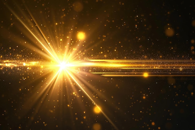 decorazione della lente luminosa flash energia di colore giallo brillante nello spazio buio