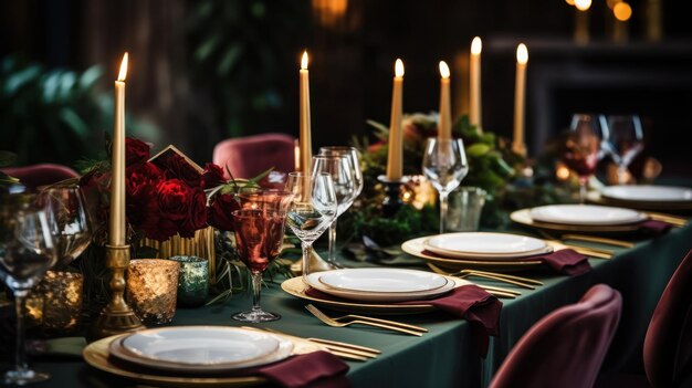 Decorazione della tavola per la cena di Natale