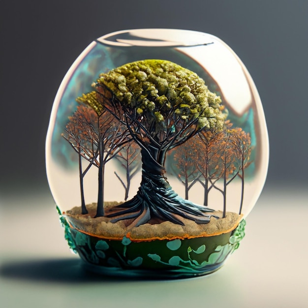 decorazione di alberi in miniatura in vetro
